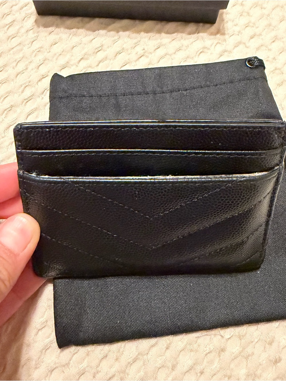 Saint Laurent Black Leather YSL Gold-Logo Card Case - Picture 4 of 10